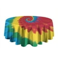 thumbnail image 5 of Colorful Rainbow Tie Dye Spiral Pattern Round Tablecloth 60"x60",Wrinkle Wipeable Table Cloth for Kitchen Dining Room Picnic Patio Party, 5 of 6