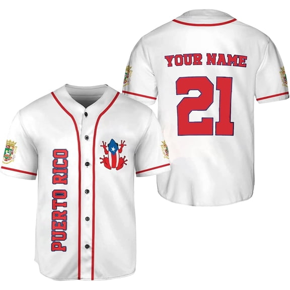 Personalized Puerto Rico Baseball Shirt - Custom Team Name, Puerto Rican Baseball Jersey for Men (M)