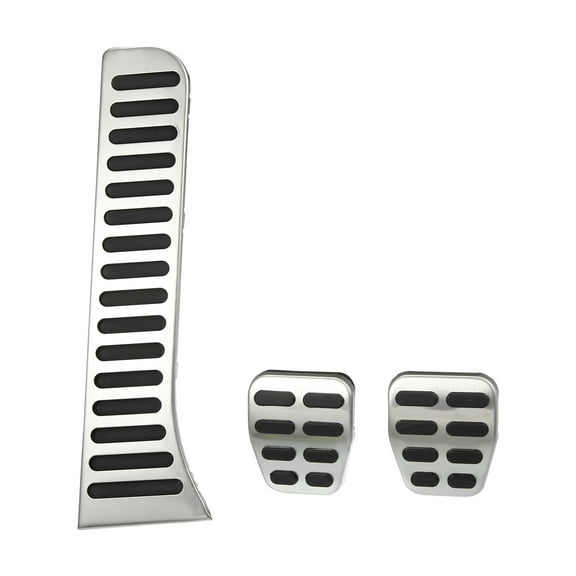 3 Pcs Accelerator Pedal and Brake Pedal Cover Set for Volkswagen Golf Metal Rubber Silver Tone Black
