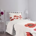 thumbnail image 5 of Ambesonne Floral Quilted Bedspread Set 2 Pcs, Natural Poppy Garden, Twin Size, Orange Green, 5 of 6