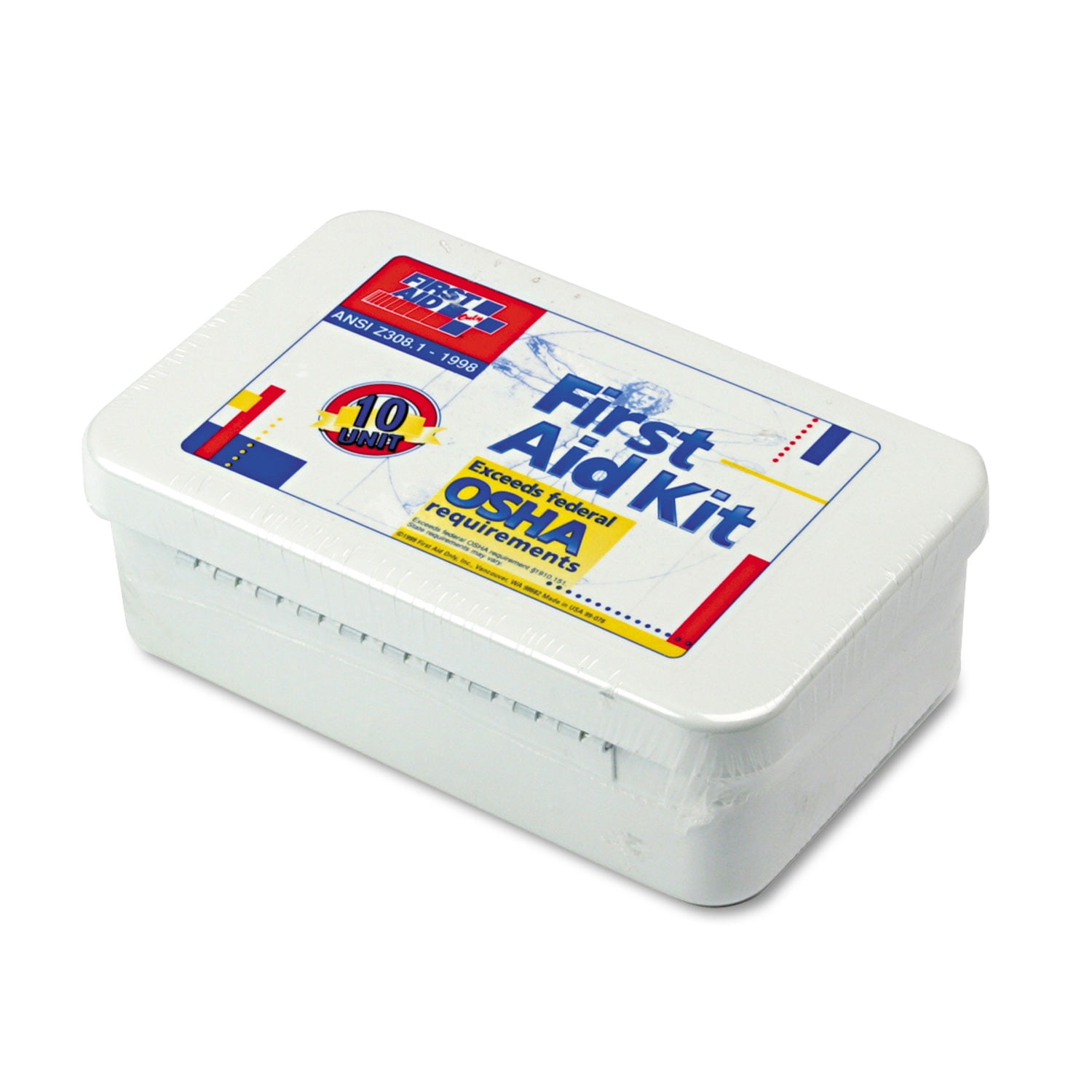 First Aid Only Unitized First Aid Kit for 10 People, 64-Pieces, OSHA/ANSI, Metal Case -FAO240AN