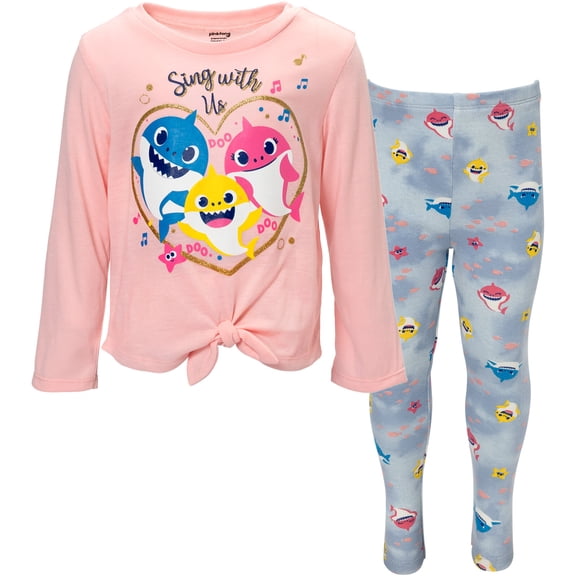 Pinkfong Baby Shark Toddler Girls T-Shirt and Leggings Outfit Set Infant to Toddler