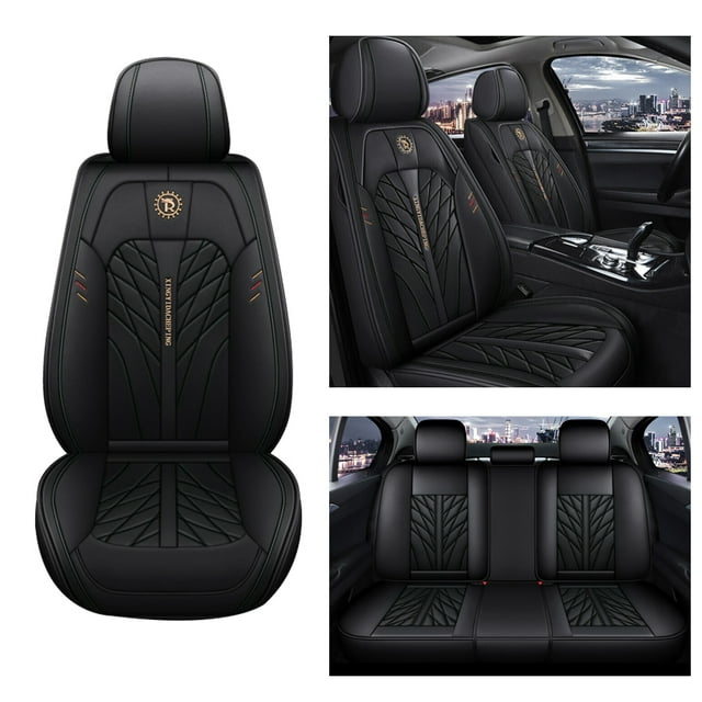 Maidao Car Seat Covers Leather Full Set for Chevrolet for Sonic 2012-2020 5 Seats Waterproof Front Rear Cushion Protector Black