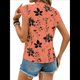 thumbnail image 3 of Blusas de Encaje con Estampado Floral para Mujer, Cuello Redondo, Mangas , Estilo Bohemio, Color Naranja y Rojo, S, 3 of 9