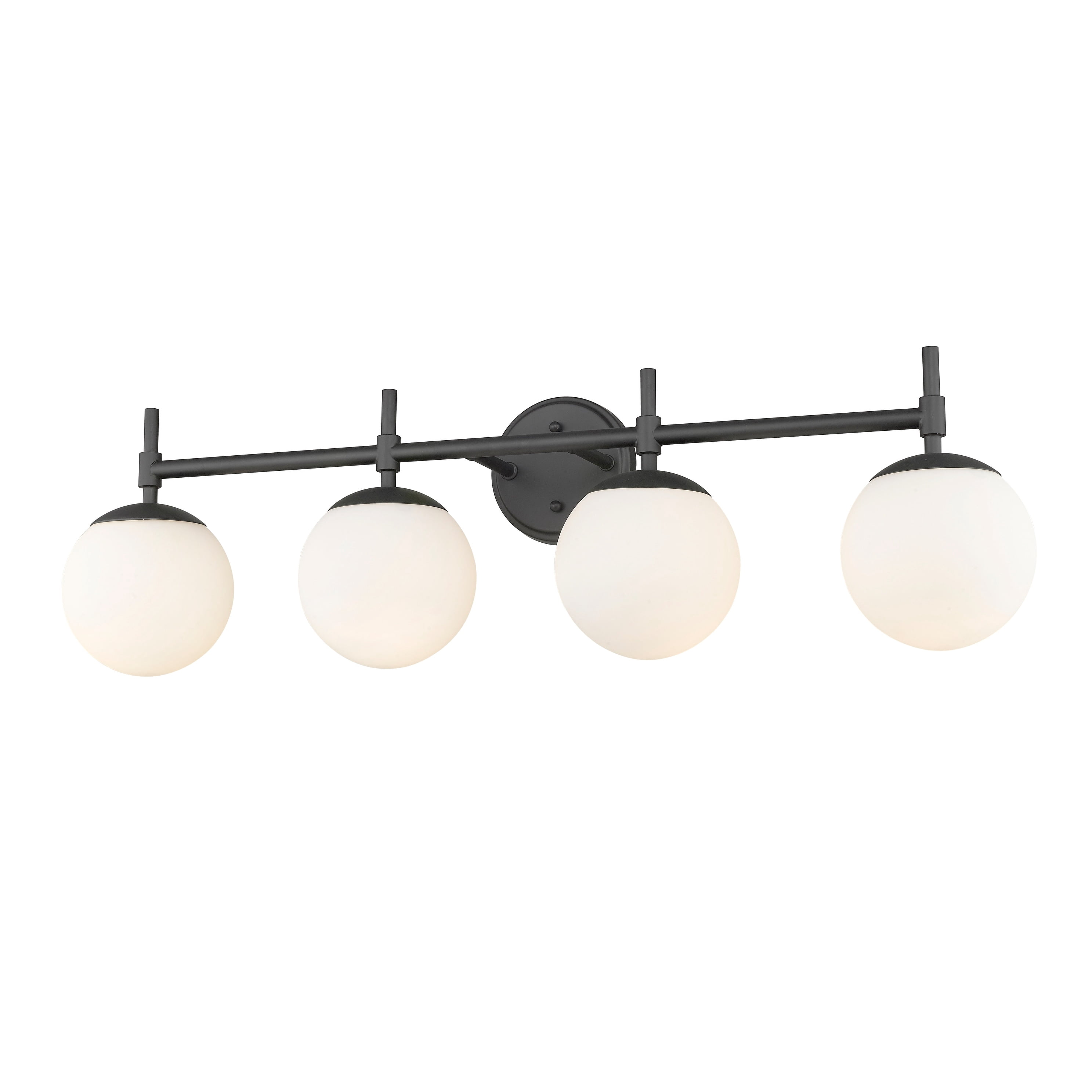 Millennium Lighting 929 Lighting 4 Light Bathroom Vanity Fixture with Opal Glass Shades Matte Black Black Matte 4 to 8 Inches