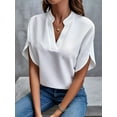 thumbnail image 3 of Women'S Chiffon Blouse Shirt V Neck Dressy Tunic Tops White XXL, 3 of 5