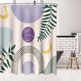 thumbnail image 5 of 72" x72" Purple Boho Shower Curtain Set,Arch Sun Design,Sage Green Minimalistic Leaves Pattern,Waterproof Luxurious Polyester Fabric-12 Hooks-Cute Purple, 5 of 6
