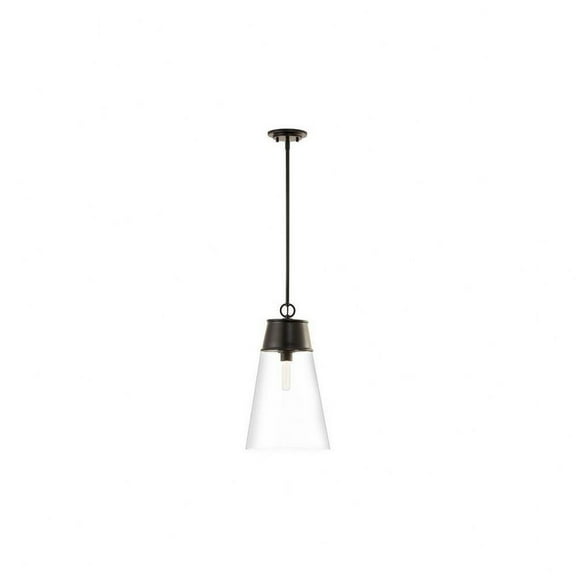1 Light Pendant in Restoration Style-21.5 inches Tall and 11.5 inches Wide-Matte Black Finish Bailey Street Home 372-Bel-4652437