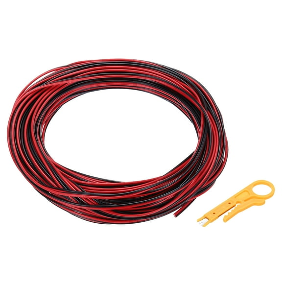 Uxcell 24AWG 2-Conductor Silicone Wire, Tinned Copper 66Ft/20M 300V 2-Core Parallel Wire With Wire Stripper