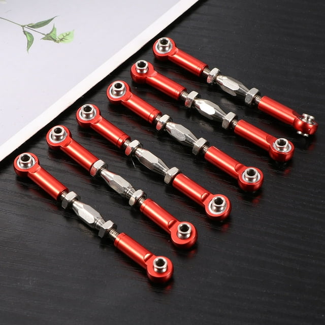 OULII Red Aluminum RC Car Rod Linkage Adjustable Turnbuckle Rods for 1/10 RC Car Upgrade 6Pcs 71mm