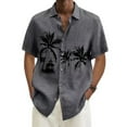 thumbnail image 2 of Designer Spring Summer Men's Casual Cotton Solid Color Short Sleeve Shirts Loose ShirtsXL, 2 of 5