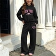 thumbnail image 3 of Tbopshirt Girls Hoodie and Pants Set Hooded Long Sleeve Fleece Lined Warm Solid Color Wide Leg Pants Fall Winter Casual Sport Wear 2-Piece Outfit 5-14 Years, 3 of 6