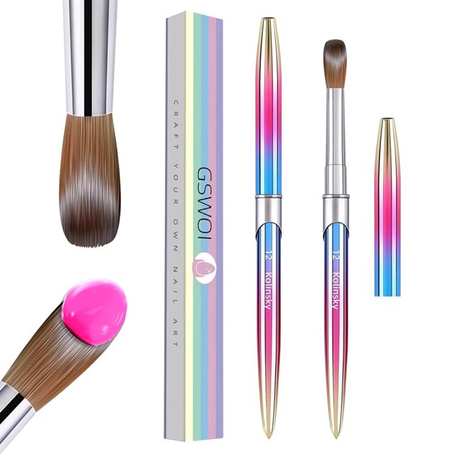 Pincel de uñas acrílico Kolinsky 3D puro hecho a mano forma redonda tamaño 12 pinceles de uñas para aplicación acrílica pincel profesional para manicura para manicura profesional DIY salón en casa(#