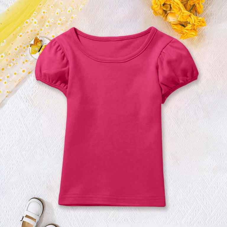 トップス Puffshoulder Compact Shirts AWZXDE Girls Short Sleeve T Shirt Cute Puff Sleeve Top Comfortable