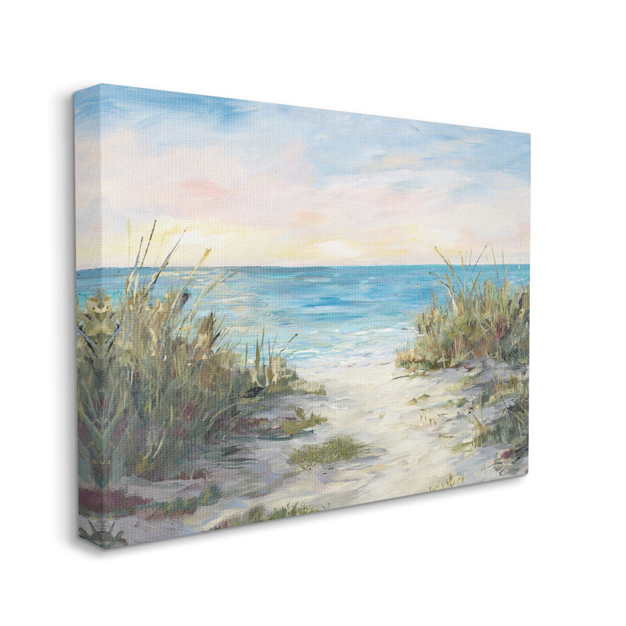 Stupell Industries Sea Grass Ocean Path Nature Painting Gallery Wrapped Canvas Print Wall Art, 48 x 36