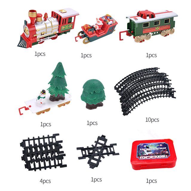 Ounissouiy Juego de tren de árbol de Navidad, vía férrea eléctrica, juguete educativo para niños, decoración de Navidad, regalo de Videojuegos portátiles