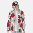 thumbnail image 2 of Balery Leaves And Anemone Flowers In Red Grey Sudadera ligera de manga larga con capucha y protección solar UPF 50+ para hombre y mujer, ideal para pesca y running-3X-Large, 2 of 7