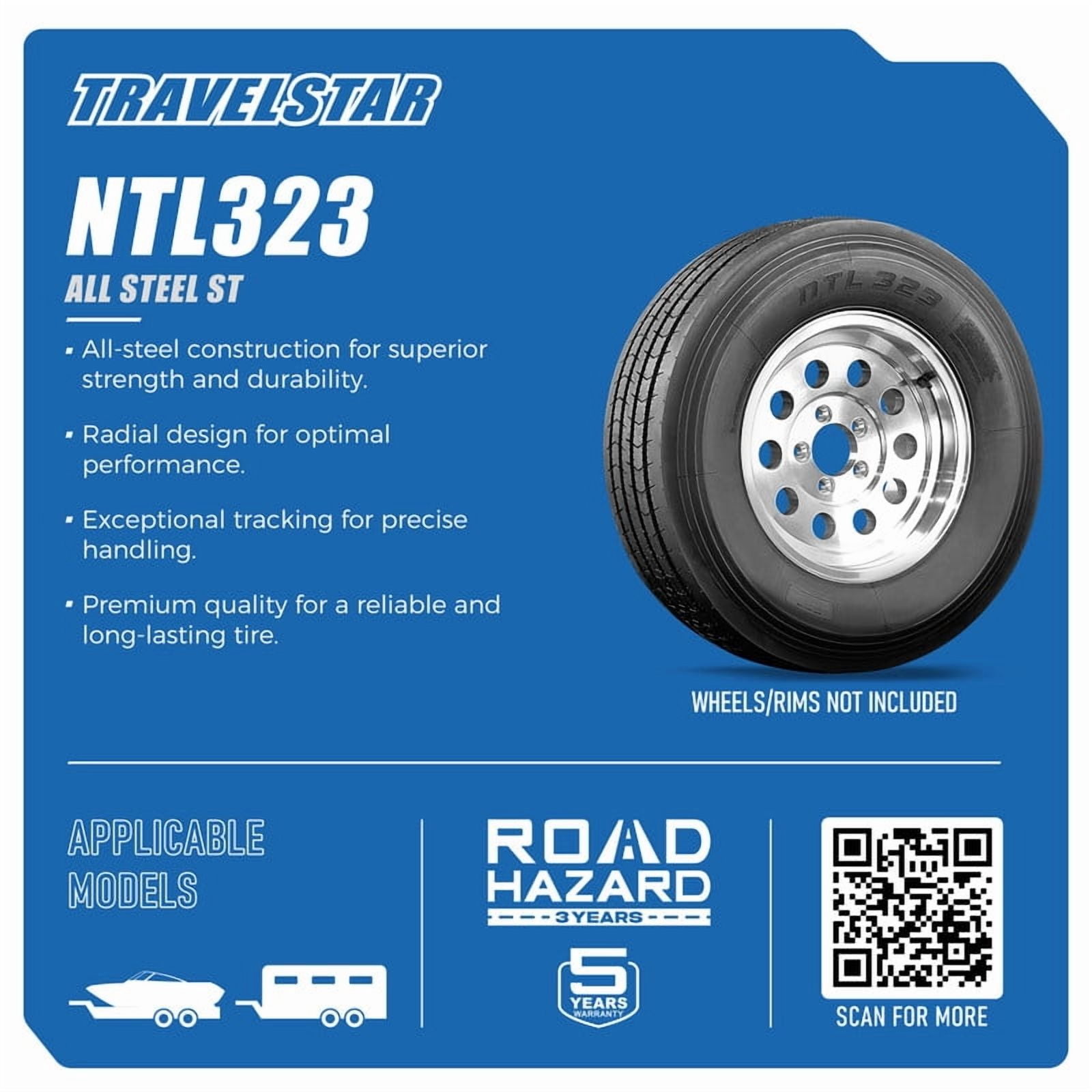Onyx NTL323 ST225/90R16 14 Ply 129N Load Range G Radial All Steel Trailer Tire - ST 225/90/16 225/90R16 (Tire Only)