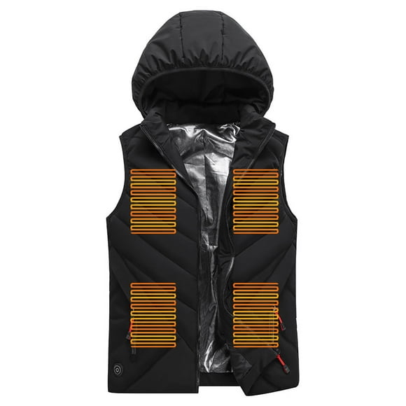 Meichang Heated Vest Men and Women Waterproof Outdoor Travel Outerwear Rechargeable with USB Port Heated Jacket Snow Warm Hooded Heated Clothing