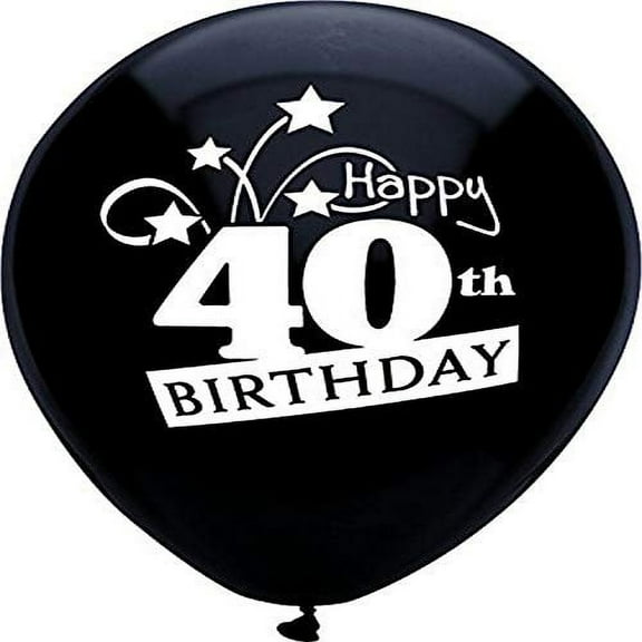 PartyMate - 12 Happy 40th Birthday Shooting Stars Latex Balloons - Black (8ct)