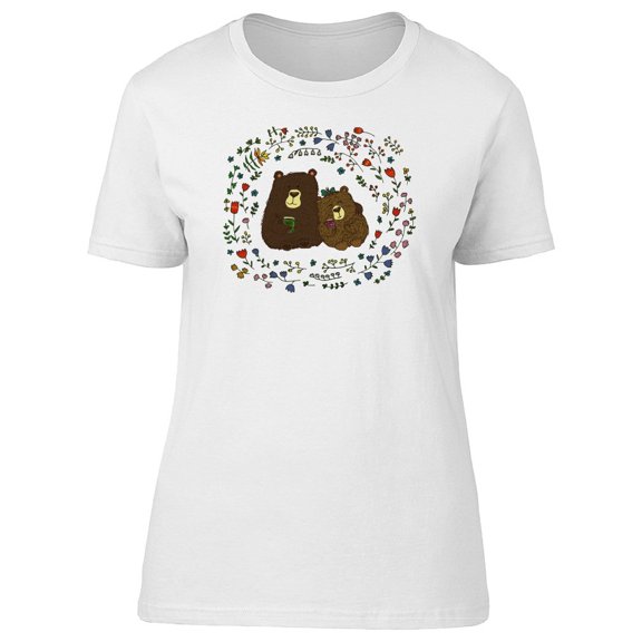 Cute Floral Lovely Bears In Love Tee Women's -Image by Shutterstock