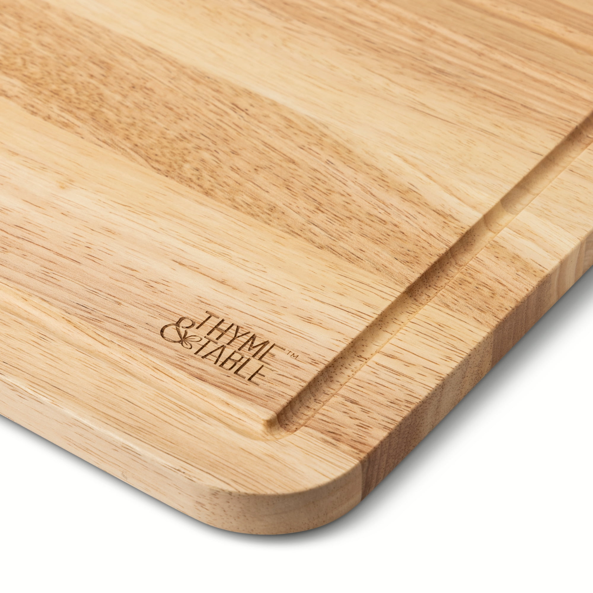 Thyme & Table Extra Large 14"x20" Rubberwood Cutting Board with Anti-Slip Grips