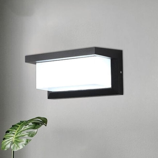 Lámpara de pared LED para exteriores con sensor de movimiento, 18 W, IP65, impermeable, cuadrada, negra, con control de radar para entrada, pasillo, camino, patio, balcón, garaje, luz blanca