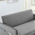 thumbnail image 6 of Convertible Sofa Bed Modern Velvet Loveseat with Adjustable Recliner and Pull Out Bed Sofa Bed Sleeper with 2 Lumbar Pillows and Side Pocket 3-in-1 Adjustable Sleeper for Living Room, Gray, 6 of 7