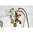 thumbnail image 3 of Kingston Brass KS229PXAB Kingston Three-Handle 2-Hole Tub Wall Mount Clawfoot Tub Faucet with Hand Shower in Antique Brass, 3 of 7
