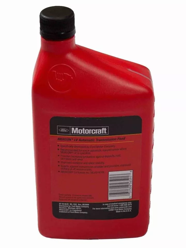 3 Quart Automatic Transmission Fluid ATF FORD MOTORCRAFT XT10QLVC MERCON LV