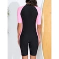 thumbnail image 5 of iEFiEL Womens Boyleg One Piece Swimsuit Tummy Control Swimwear Short Sleeve Rash Guard Wetsuits Pink&Black M, 5 of 7