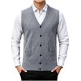 thumbnail image 5 of Hrsba Cardigan Sweaters for Men,Solid Color Button Knit Sweater Vest with Pockets for Fall, 5 of 6