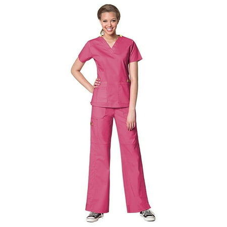 

WonderWink FLEX Women s Scrubs Verity V-Neck Darted Top & Faith Multi-Pocket Cargo Pant Set
