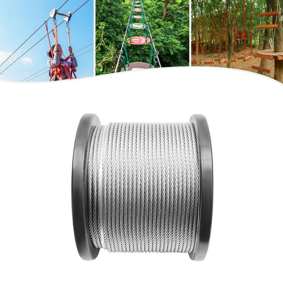 1/4 in Stainless Steel Cable 200FT T304 7x19 Steel Wire Rope Aircraft Cable 60.96m for Home, Balcony