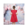 thumbnail image 5 of Sunny Fashion Girls Dress Red Button Front Swiss Dot Ruffle Sleeve V Neck Vintage Party Spring Daily 8 Years, 5 of 7