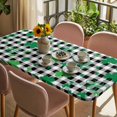 thumbnail image 3 of St. Patrick's Day Table Cloths for 5 Foot Rectangle Tables, Spring Green Shamrock Checkered Buffalo Patio Waterproof Elastic Fitted Tablecloths, Washable Rectangular Table Cover for Camping, 3 of 8
