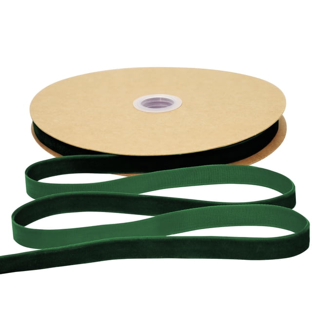 Cinta de terciopelo Simplegoal, color verde bosque, 1 cm x 23 m, para Navidad