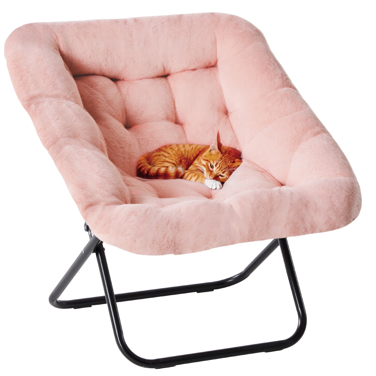 Edx Comfy Faux Fur Bean Bag Chair for Kids, Pink photo 2