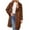 Coffee, variant on Lindreshi Winter Coats for Women 2025 Trendy Womens Ladies Warm Faux Furry Long Coat Jacket Winter Solid Turn Down Collar Outerwear