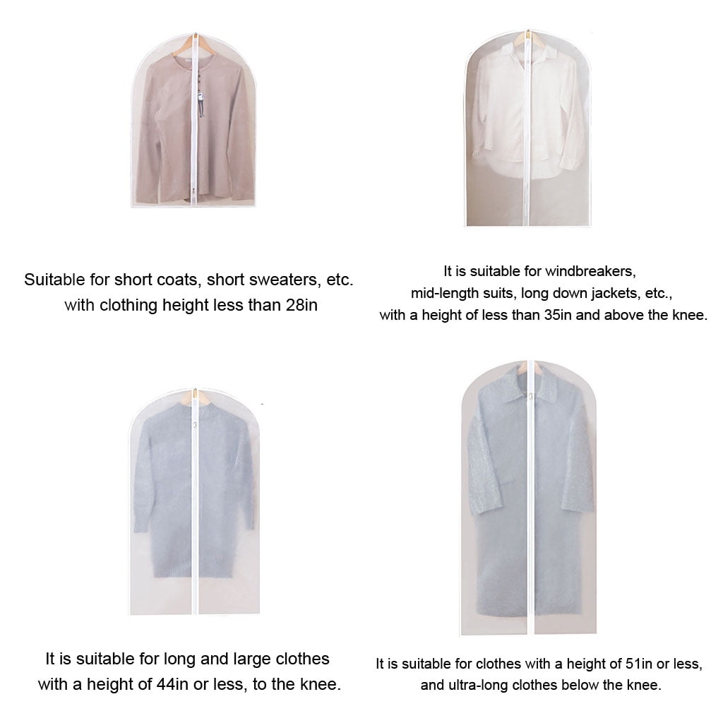Shinycome 12pcs Hanging Garment Bags Lightweight Clear Clothes Cover Full Zipper Suit Bag for Closet Storage Home Travel