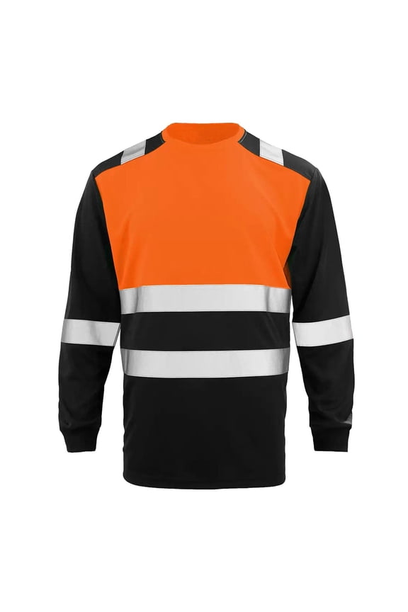 Men's Reflective Work Shirt Long Sleeve Breathable Wicking High Visibility Performance Tee for Active Duty