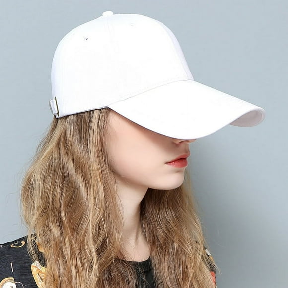 Zhuge Gorra de béisbol ajustable de color sólido para hombres y mujeres con ala extra larga y correa diagonal de 11 cm (blanca)