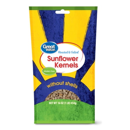 Great Value Roasted & Salted Sunflower Kernels without Shells, 16 Oz.