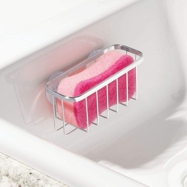 Interdesign GIA Suction Kitchen Sink Caddy, Sponge Holder for Kitchen Accessories - Stainless Steel