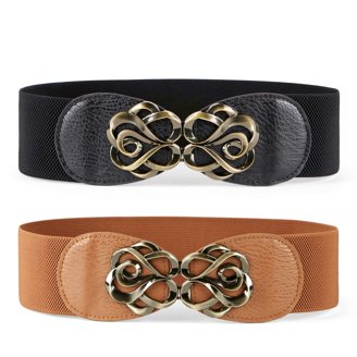 green emerald velvet dress Wide Belts for Women Fashion Elastic Belt for Dresses Vintage Waist Belt  Ladies Stretchy Belt Gold Buckle,black 26