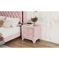 thumbnail image 3 of Pink Nightstand with 2 Drawers and Metal Legs | Enhance Bedroom Aesthetics, Display Lamps | High-Quality Velvet and Engineered Wood | Ample Space for Nightstand Storage, 3 of 6