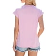 thumbnail image 4 of Deago Womens T Shirts Short Sleeve Loose Pleated Dressy Casual Blouses Crew Neck Summer Tops (Pink, S), 4 of 8