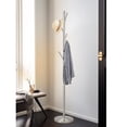 thumbnail image 3 of Kira Home Addison 68" Standing Coat Rack, 6 Hanging Hooks, Sleek Metal Silver Coat Stand, Weighted Base, Satin Steel, 3 of 8