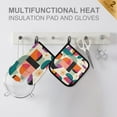 thumbnail image 4 of Yayeee Oven Mitts and Pot Holder Set of 2 Heat Resistant Kitchen Gloves Baking Hot Pad, Beige Abstract, 4 of 5