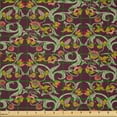 thumbnail image 2 of Ambesonne Vintage Fabric by the Yard Microfiber, Floral Boho Inspired Art, 2 Yards, Dark Pink and Slate Brown, 2 of 2